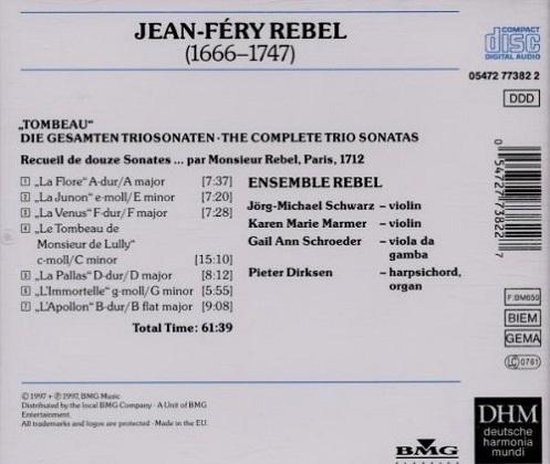 未開封CD　Rebel: Tombeau, Sonates en trio Tombeau: The Complete Trio Sonatas - Ensemble Rebel, Jean