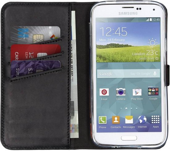 bol.com | Selencia Echt Lederen Booktype Samsung Galaxy S5 (Plus) / Neo  hoesje - Zwart