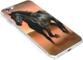 Paarden hoesje zwart kunststof Geschikt voor iPhone 6 (S) Plus