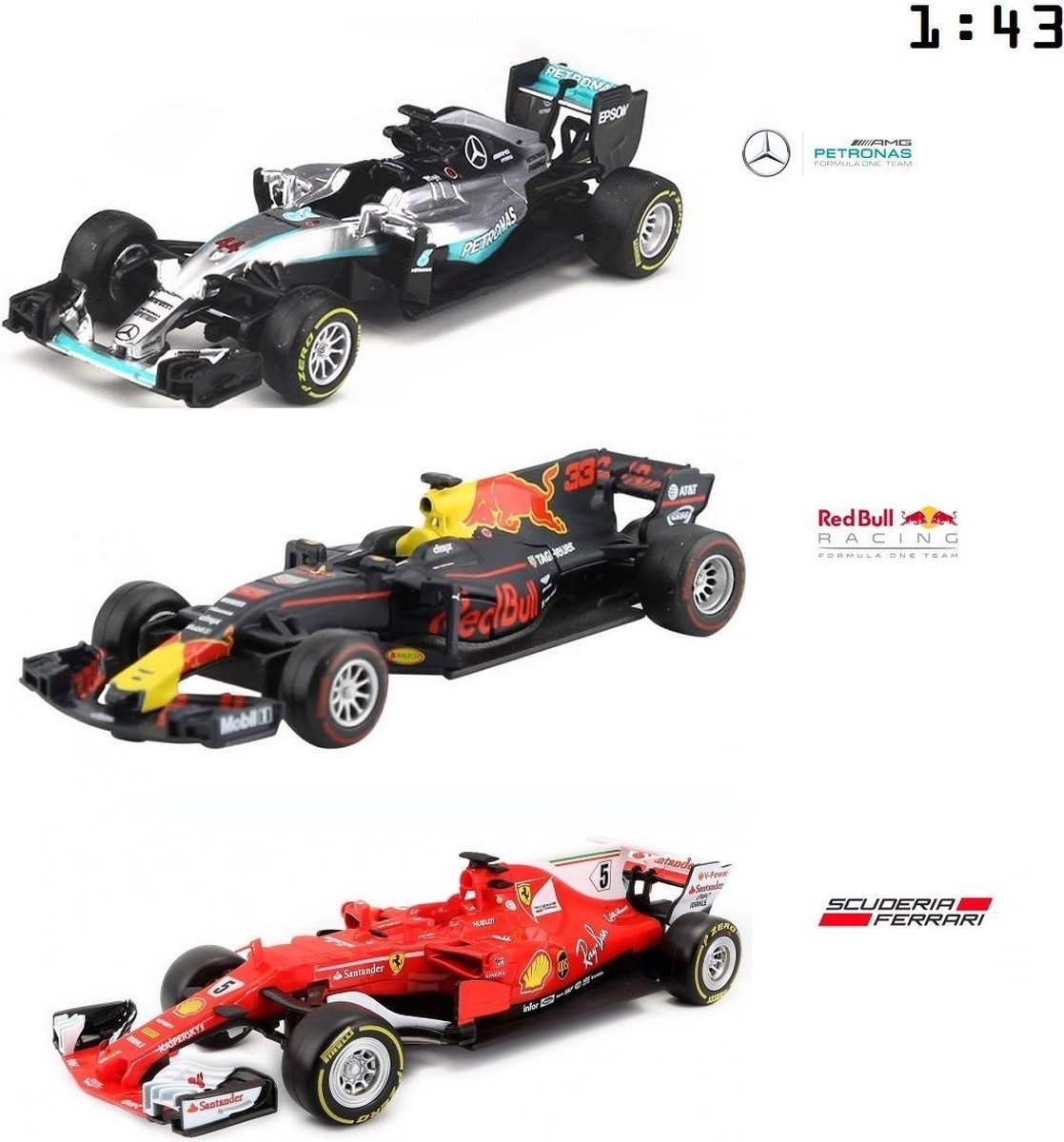 muur Wijde selectie verkouden worden Bburago XXL set F1 auto's Verstappen / Hamilton / Vettel 1:43 - Set 3  Formule 1 Cars | bol.com