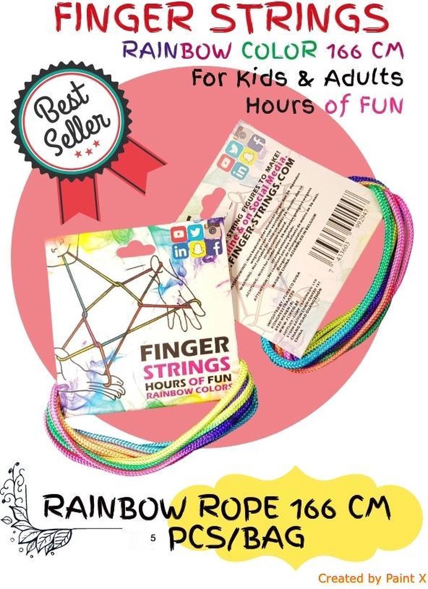 Finger strings - Vinger Touwtjes 166cm set van 5 stuks. | Games | bol