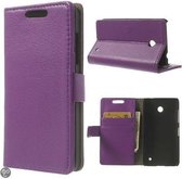Litchi Wallet case cover Nokia Lumia 630 en 635 paars