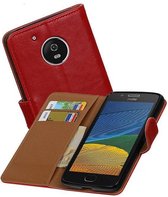 Pull Up TPU PU Leder Bookstyle Wallet Case Hoesjes voor Moto G5 Rood