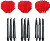 3 sets (9 stuks) Super Sterke Rode Poly XS100 - flights - en 3 sets (9 stuks)  zwarte - shafts