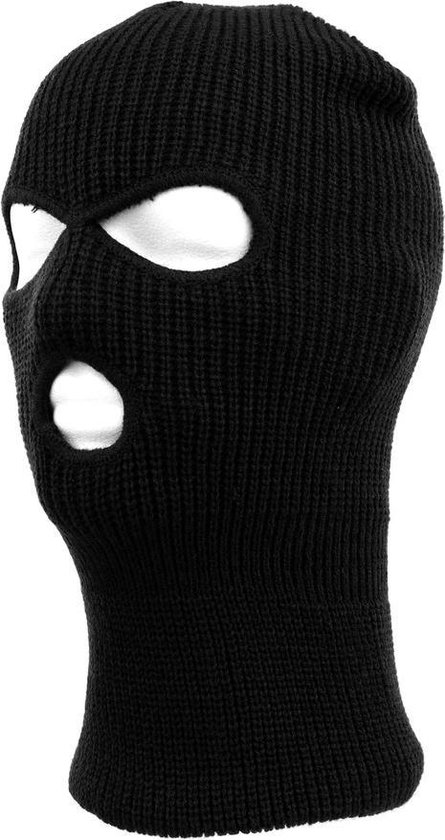 Driegaats muts / skimuts - zwart - one size - outdoor / bivak / wintersport - warme eengaats balaclava