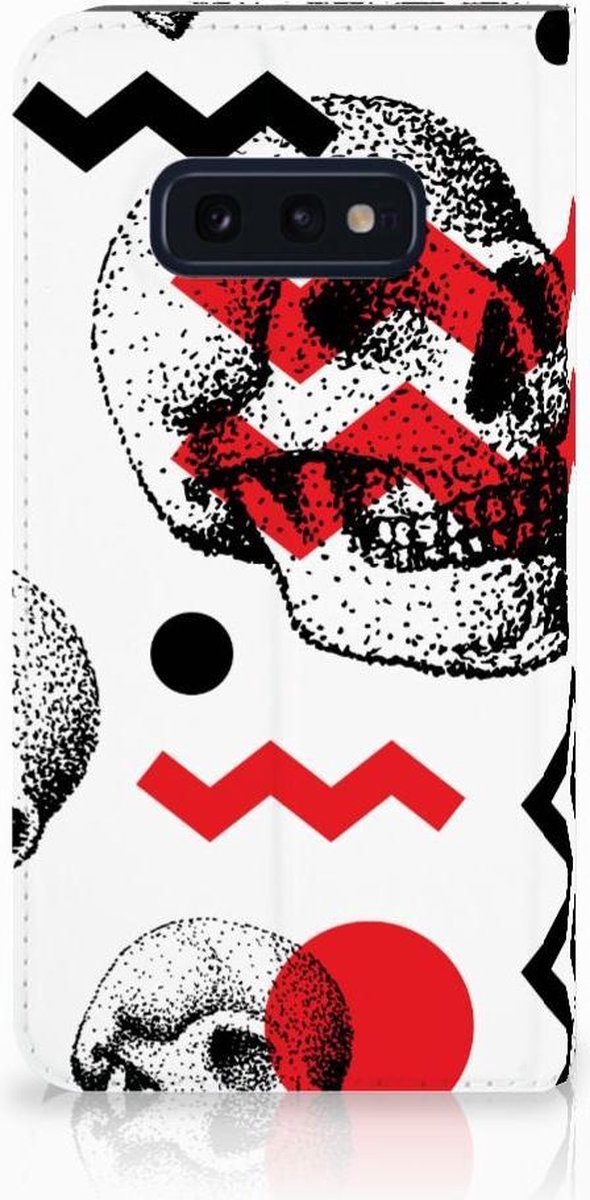 Mobiel BookCase Samsung Galaxy S10e Skull Red