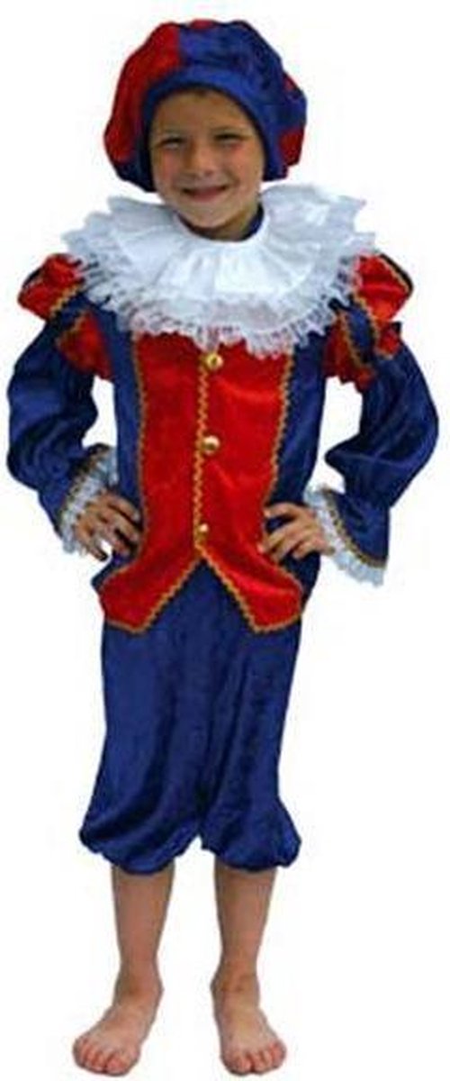 Piet Kostuum Blauw/Rood mt 164