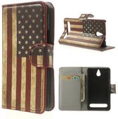 Sony Xperia E1 agenda usa vlag wallet hoesje