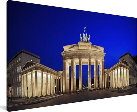 La célèbre porte de Brandebourg dans la capitale allemande Berlin à l'heure bleue Toile 40x20 cm - Tirage photo sur toile (Décoration murale salon / chambre)