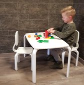 Playwood - Set tafel met 2 stoelen - Set kindertafel met 2 kinderstoelen - Wit