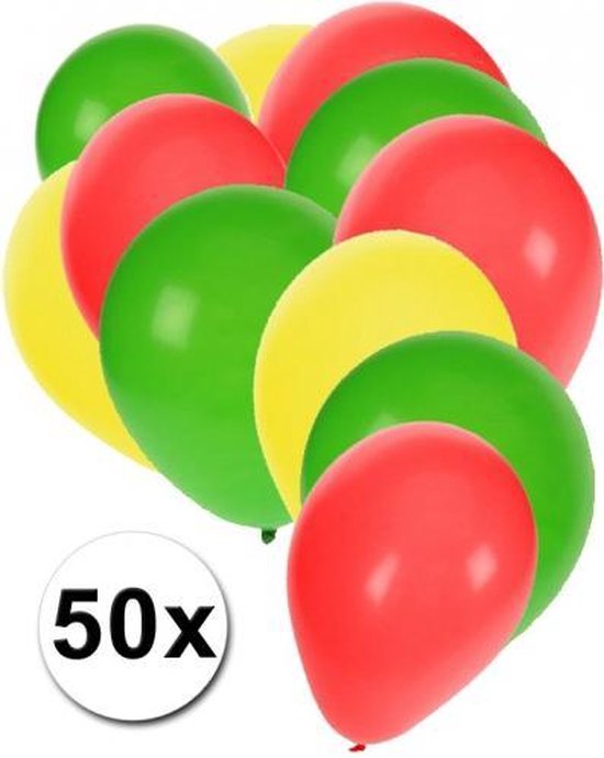 50 Ballonnen rood/geel/groen