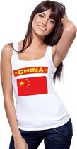 Singlet shirt/ tanktop Chinese vlag wit dames S