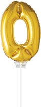 Ballon folie 0 goud met stokje 40cm