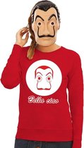 Rood Salvador Dali sweatshirt maat L - met La Casa de Papel masker voor dames - kostuum