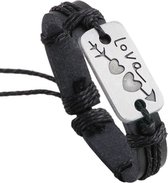 Fako Bijoux® - Armband - Leder - Love Cupido - Zwart