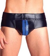 Mister B leren powerjock met blauw bies - small