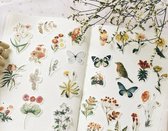80 Flora Vintage et Fauna Vélin Autocollants - Meer Leuks