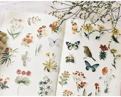 80 Vintage Flora en Fauna Vellum Stickers - Meer Leuks