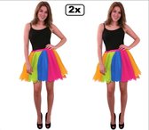 2x Tule rok regenboog one size