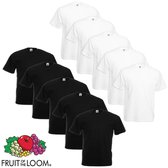 10 x Fruit of the Loom Grote maat Value Weight T-shirt wit en zwart 4XL