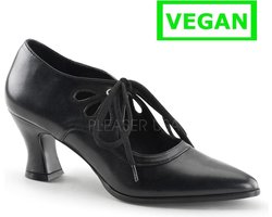 Victorian-03 Pump with short heel and shoe laces black matt - (EU 42,5 = US 12) - Funtasma