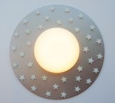 Funnylight kinderlamp XL sterrenwereld LED zilver - plafonniere met witte glow in the dark sterren