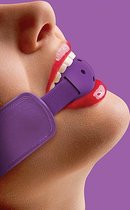 OUCH! – Suède Hals Riem met Ball Gag met Gaten – Paars