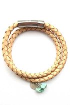 Heaven Eleven - naturel kleurige wikkelarmband met turquoise