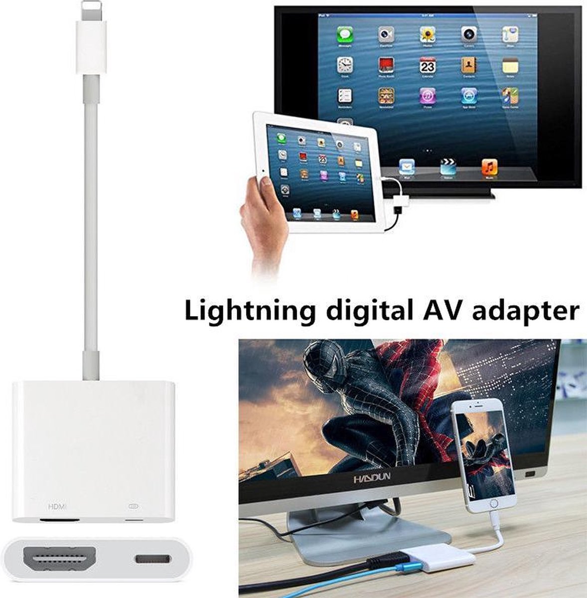 Lightning naar hdmi adapter met lightning oplaadpoort 1080 pixels