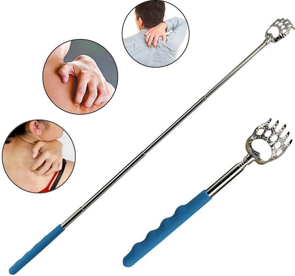 Goedkoopste Rugkrabber Uitschuifbaar tot 53 cm - skelet hand - paars handvat