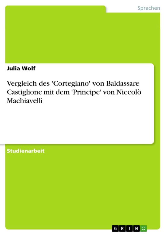 Vergleich des 'Cortegiano' von Baldassare Castiglione mit de ... - cover