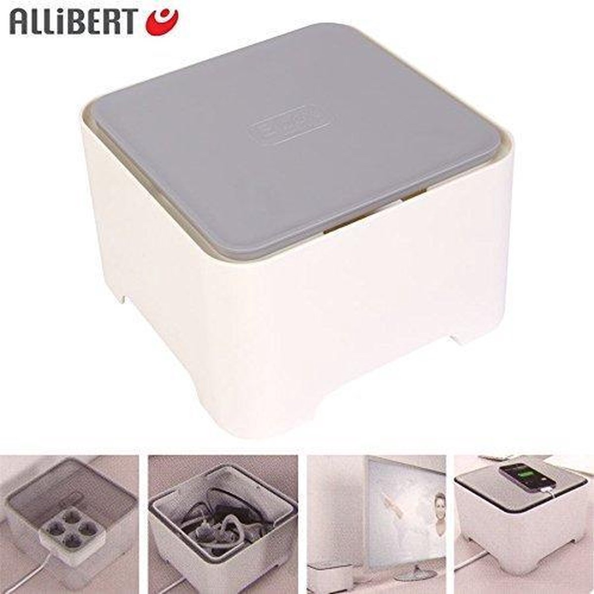 Allibert kabelbox kabedoos opbergbox 'E Box Vierkant' wit/grijs | bol.com