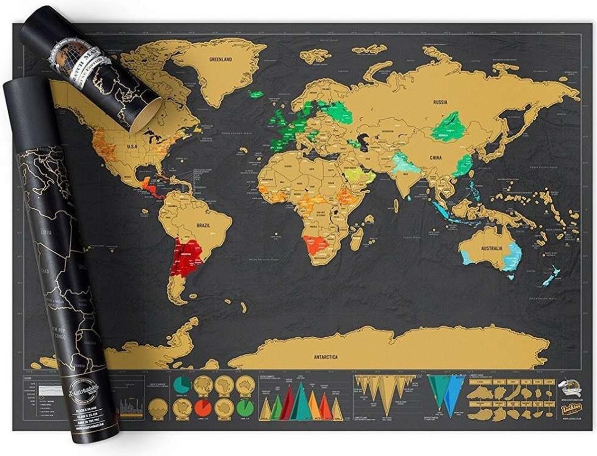 Druipend Uitdrukkelijk Spreekwoord Luxe Grote Wereldkaart Krasposter - Scratch world map (82x60cm) | bol.com
