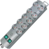 Primera-Line stekkerdoos 10-voudig zilver 2m H05VV-F 3G1,5 de stopcontacten zijn schakelbaar per 5 *FR*