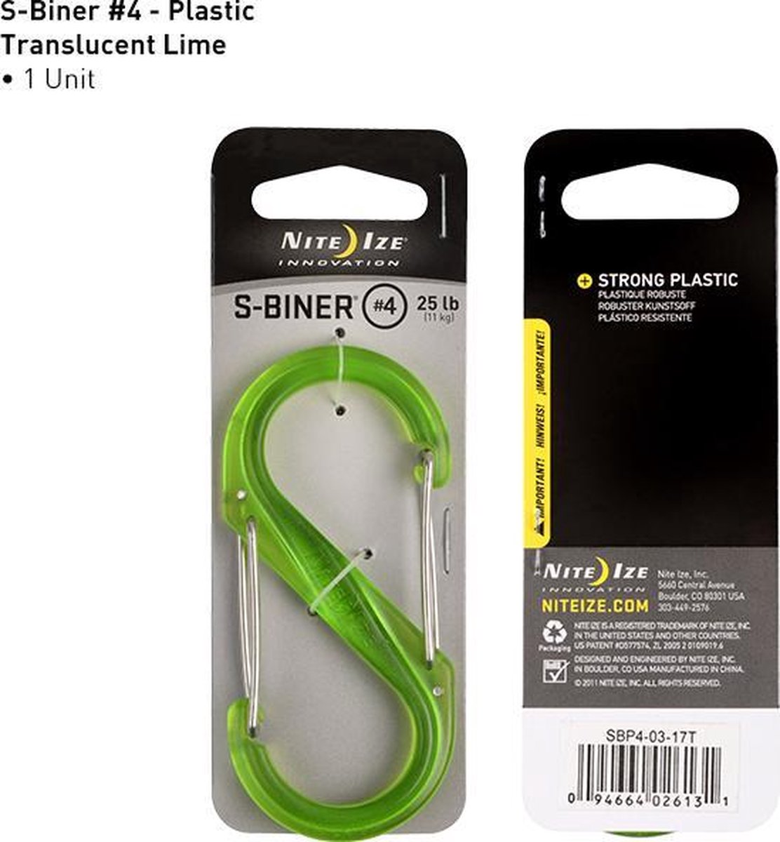 NITE IZE S-Biner #4 plastic Lime