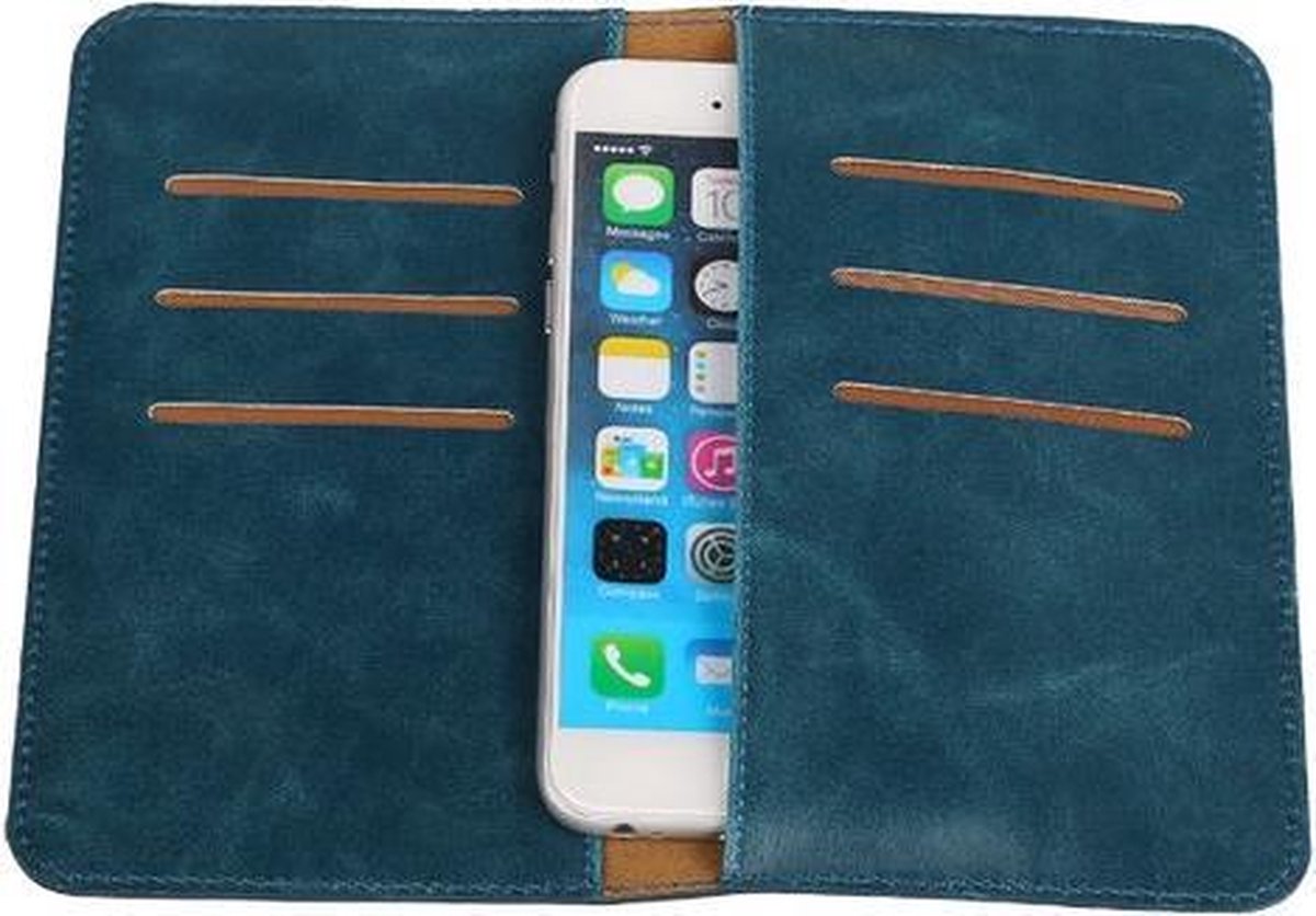 Blauw Pull-up Medium Pu portemonnee wallet voor Apple iPhone 6 / 6s