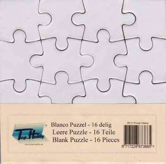 15x Blanco Puzzels 16 puzzelstukjes - 10,5 x 10,5cm | bol.com