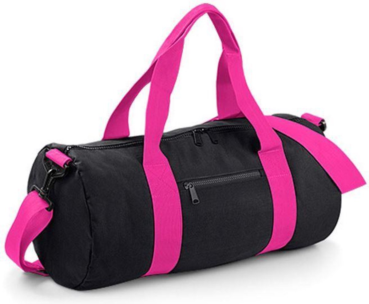 Bagbase Originele ronde sporttas, Kleur Black/ Fuchsia