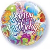 Folieballon - Happy Birthday - Cadeautjes - Bubble - 56cm - Zonder vulling