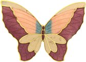 Behave® Dames broche vlinder paars roze emaille
