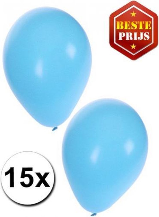 Lichtblauwe party ballonnen 15x stuks 27 cm - Feestartikelen/versiering