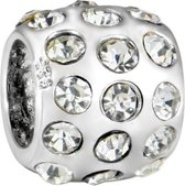 Quiges - 925 - Zilveren - Bedels -Sterling zilver - Beads - Zirkonia Transparant Kraal Charm - Geschikt – voor - alle bekende merken - Armband Z108