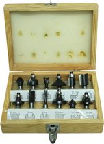 kwb-freesset, 12-delig, (V-groeffrees, groeffrees en nog veel meer) hardmetalen, drukkogellagers inclusief zeskantsleutel en houten koffer
