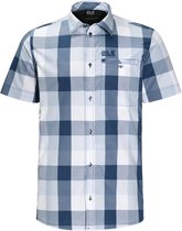 Jack Wolfskin Fairford Shirt - heren - blouse korte mouw - maat XL - blauw/grijs/wit geruit