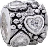 Quiges - 925 - Zilveren - Bedels -Sterling zilver - Beads - Zirkonia Hartjes Kraal Charm - Geschikt – voor - alle bekende merken - Armband Z313