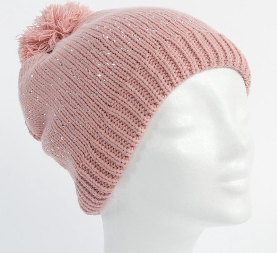 Dames muts roze met pels voering / steentjes / one size | bol.com