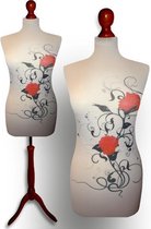 Artistic flower design paspop met donker bruine sparkling driepoot 44/46