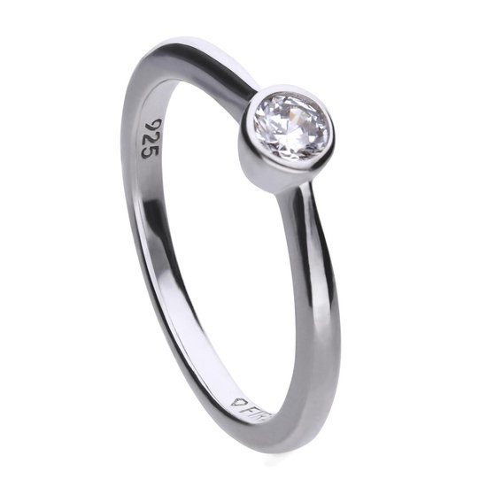 Diamonfire - Zilveren ring met steen Maat 17.5 - Steenmaat 4 mm - Kastzetting