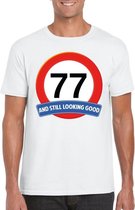 Verkeersbord 77 jaar t-shirt wit heren XL