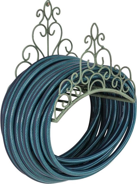 Relaxdays tuinslanghouder gietijzer, hangend, HBD: ca. 50 x 32 x 20 cm, grote slanghouder, brons